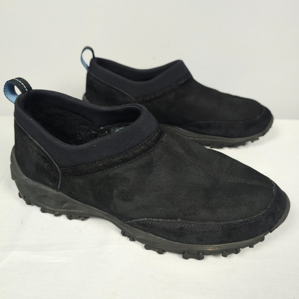 Merrell Yeti Moc Shoes Men Size 11 Black Suede Faux Fur Lined Slip On